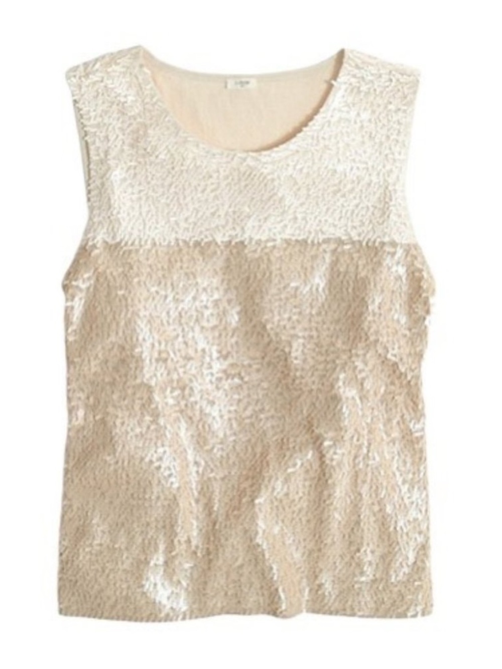 J. Crew | Classy Cream Beige Color Block Sequined Sleeveless Tank Top M